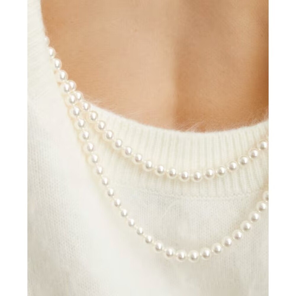 Bernadette Solène Brushed Cashmere Pullover Open Back Pearl Necklace White Small - Picture 6 of 15